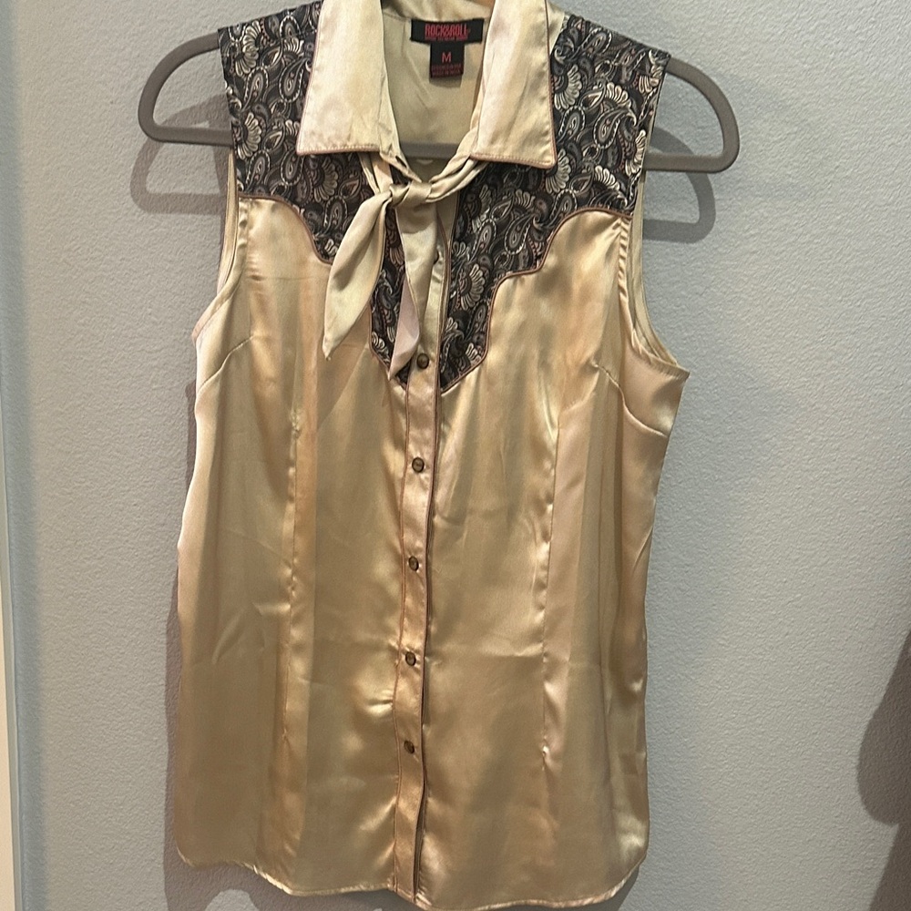 Elegant Gold and Black Paisley Blouse